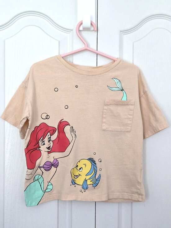 Disney Other - Disney The Little Mermaid Ariel & Flounder Pocket Tee | Kids Size XS